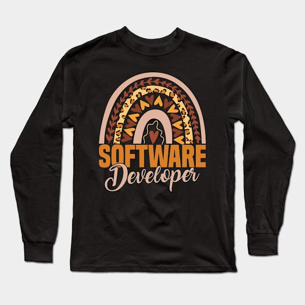 Software Developer Rainbow Long Sleeve T-Shirt by White Martian